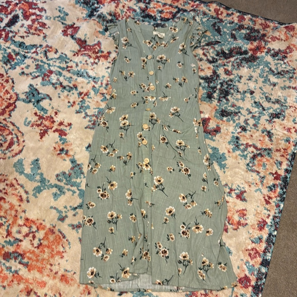 Green w flowers small dress